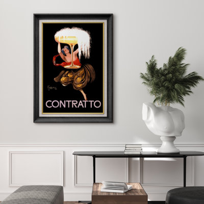 «Contratto Italian Art Deco Wine», affiche d'art européen rétro, impression sur toile encadrée