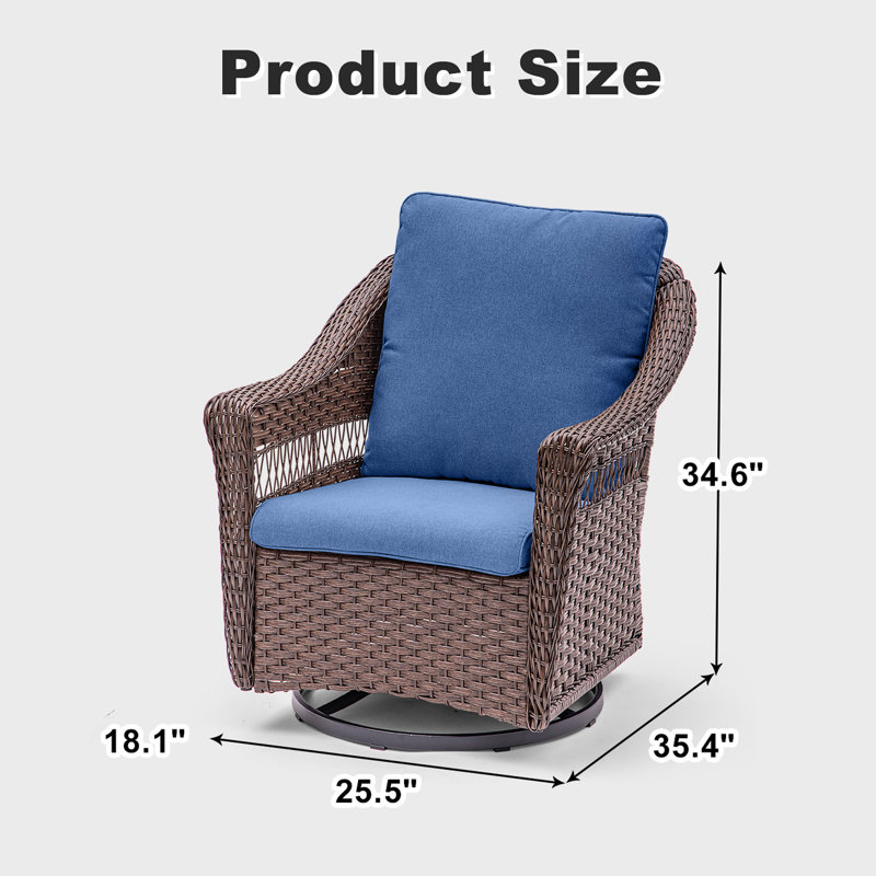 Fauteuil oscillant d'extérieur en osier Adale, Bleu