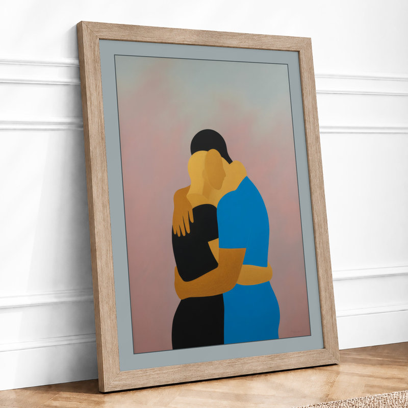 Embrace in Colour Modern - Framed Print, A1 - 84.1 x 59.4 cm, Oak