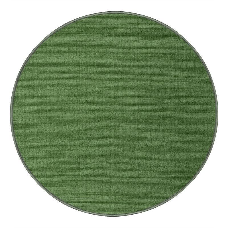 Machine Washable Solid Green Area Rug, Round 7'