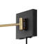 Applique murale portative de charge USB à 1 lumière en fer de style Mid-Century 16 po Jaco, noir / laiton doré-67638195