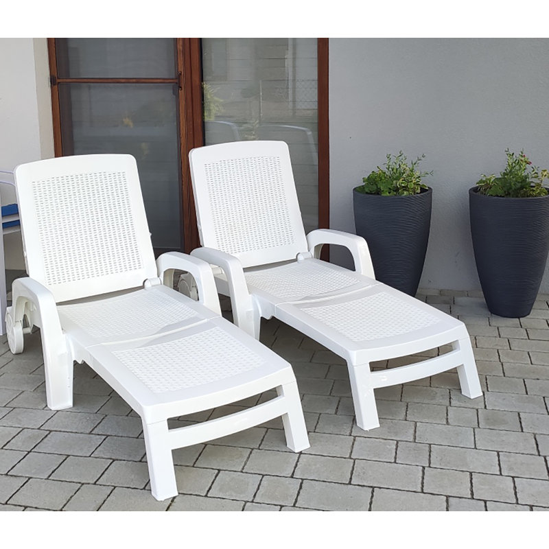 Sun Lounger Saturno, AdjusTable Garden Deck Chair, 190x46h70 cm, White