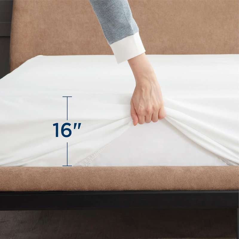 Drap-housse avec poche profonde de 16 pouces, Drap-housse grand, Blanc