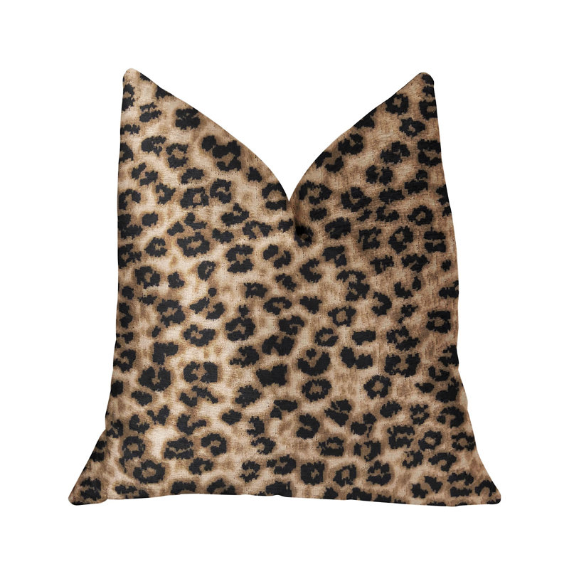 Coussin de luxe pourpre Cheetah, 26 po x 26 po, Brun / Noir, Oreiller européen