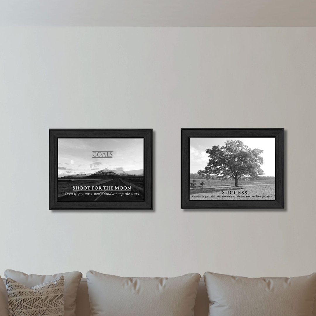 Success 2-Piece Vignette Framed Wall Art for Living Room, Home Wall Décor for Bedroom Red Barrel Studio®