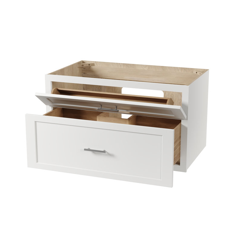 Meuble-lavabo mural simple flottant 36 po Disar, Blanc