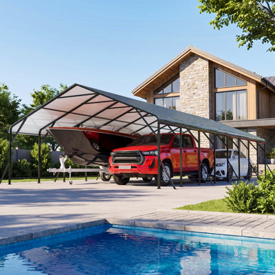 20 ft. W x 40 ft. D Metal Carport, Heavy-Duty Steel Frame, Large Outdoor Canopy Shelter for Multiple Vehicles & Equipment