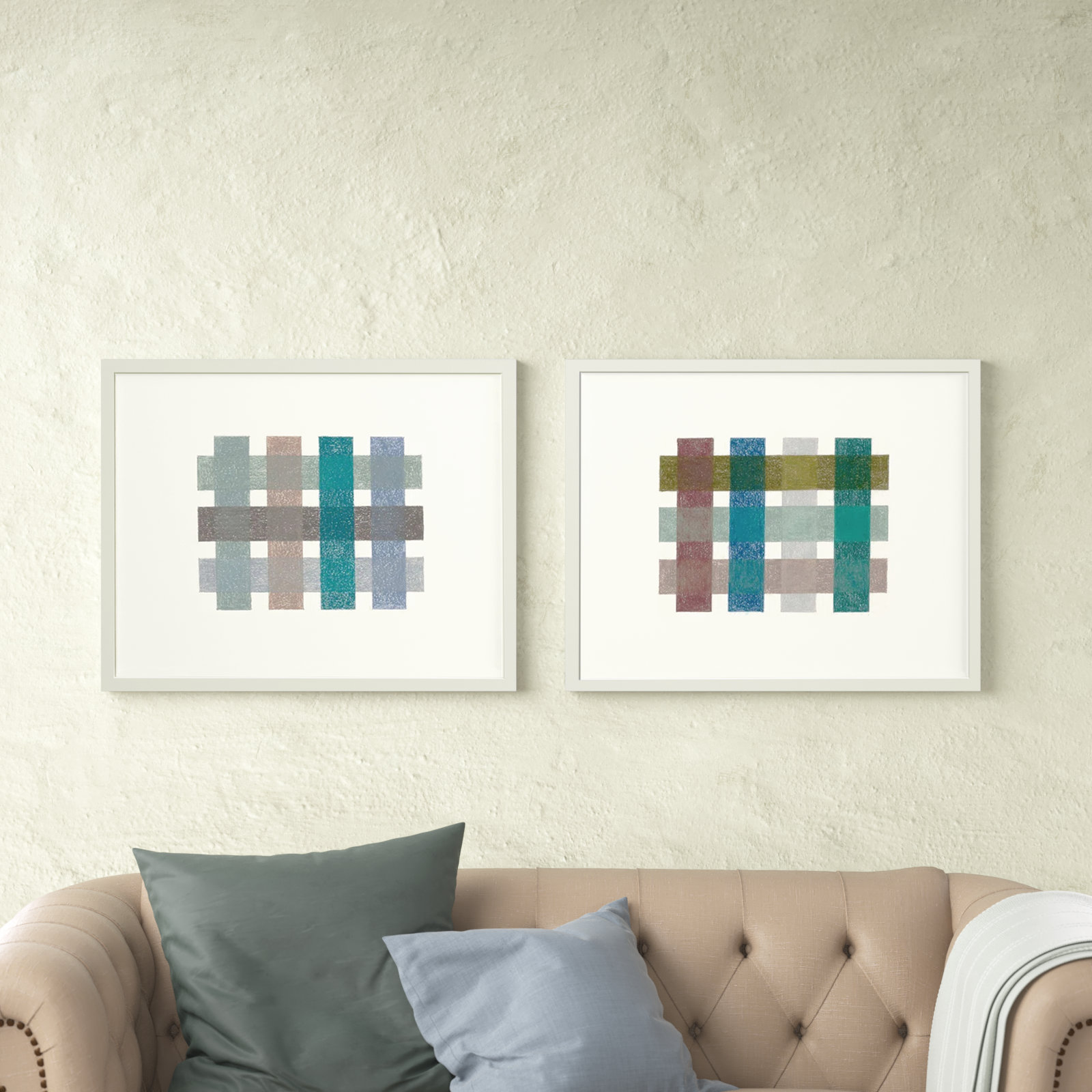 Gridlock Horizontal by Beth James, White Framed, 24'' H x 60'' W x 1.25'' D
