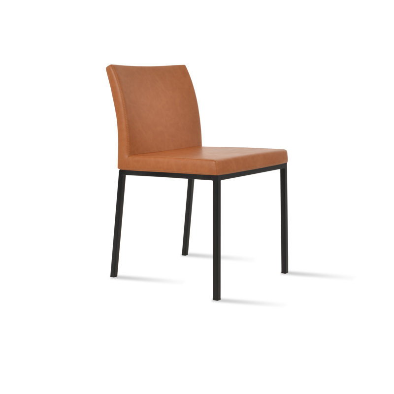 Chaise d'appoint en métal Aria, Noir, PPM caramel