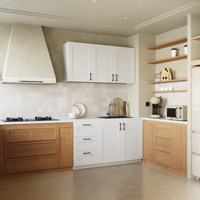 60" White MDF Pantry Cabinet With 3 Drawers And Double Door Storage, Countertop-Free Design For Custom DIY Top