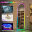 Miroir pleine grandeur arche à DEL RVB Bluetooth avec support, 7 modes d'éclairage couleur, miroir complet avec cadre blanc pour chambre à coucher, salon, vestiaire-1590314082