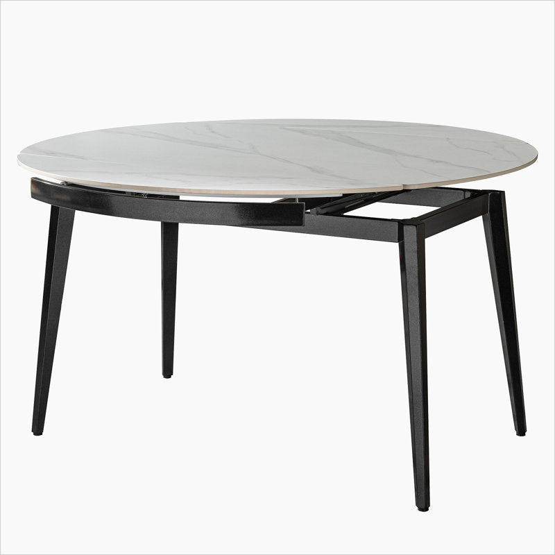 33.5'' to 51.2'' Extendable Sintered Stone Material Round White Dining Table