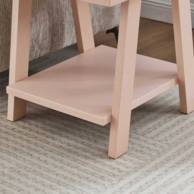 Table de bout avec tablette contemporaine en bois Athens, rose, Pink