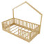 Lit simple en bois avec rails hauts, style moderne Montessori pour enfants, naturel