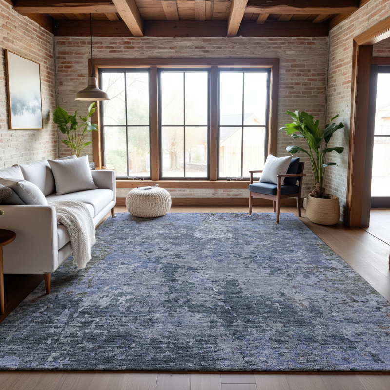 Tapis moderne de qualité supérieure lavable à la machine Gurubaksh AMF1162, Rectangle 5 pi x 7 pi 6 po