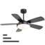 Ventilateur de plafond noir de 42 pouces avec lumière DEL de 22 W et moteur à courant continu réversible avec pales en panneau de fibres à densité moyenne-1128428211-1128428210