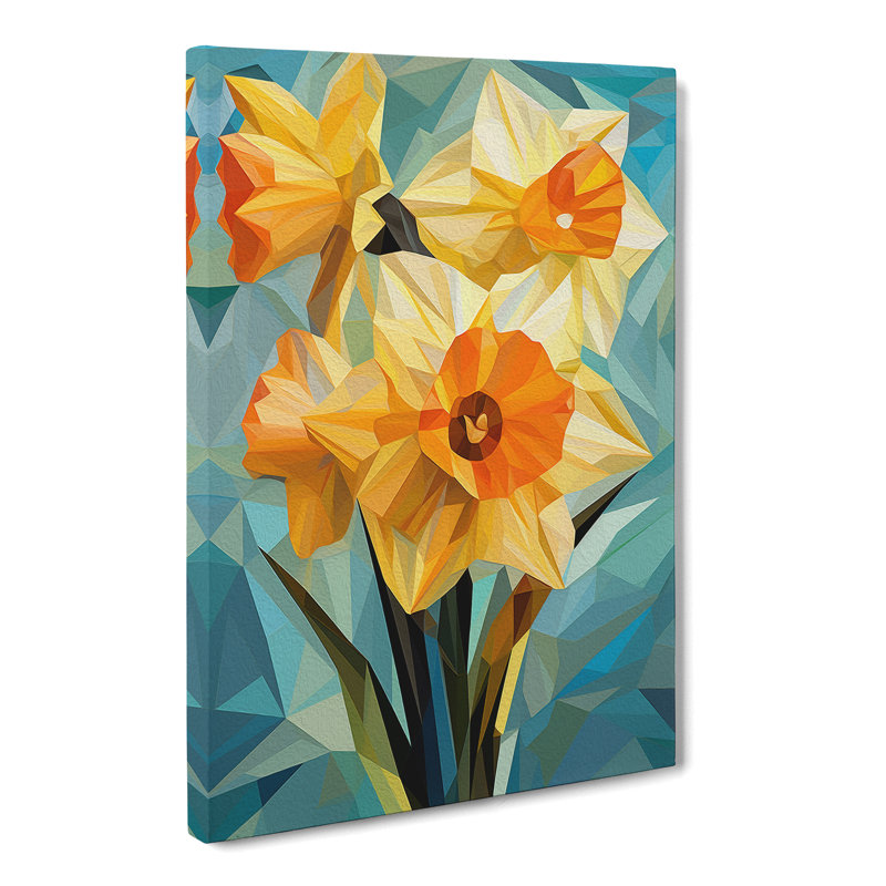 Daffodil Flower Cubism - Wrapped Canvas Print, 50cm H x 35cm W x 3cm D