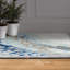 Tapis bleu lavable Teeming II, tissé à la machine, douceur céleste avec envers antidérapant