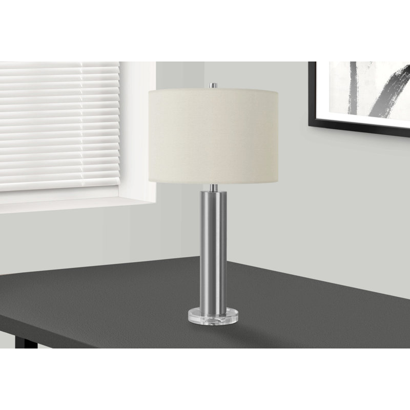 Lighting, 28"H, Table Lamp, Nickel Metal, Ivory / Cream Shade, Contemporary