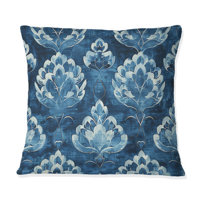 Navy Glamour Luxe Blooms - Transitional Throw Pillow