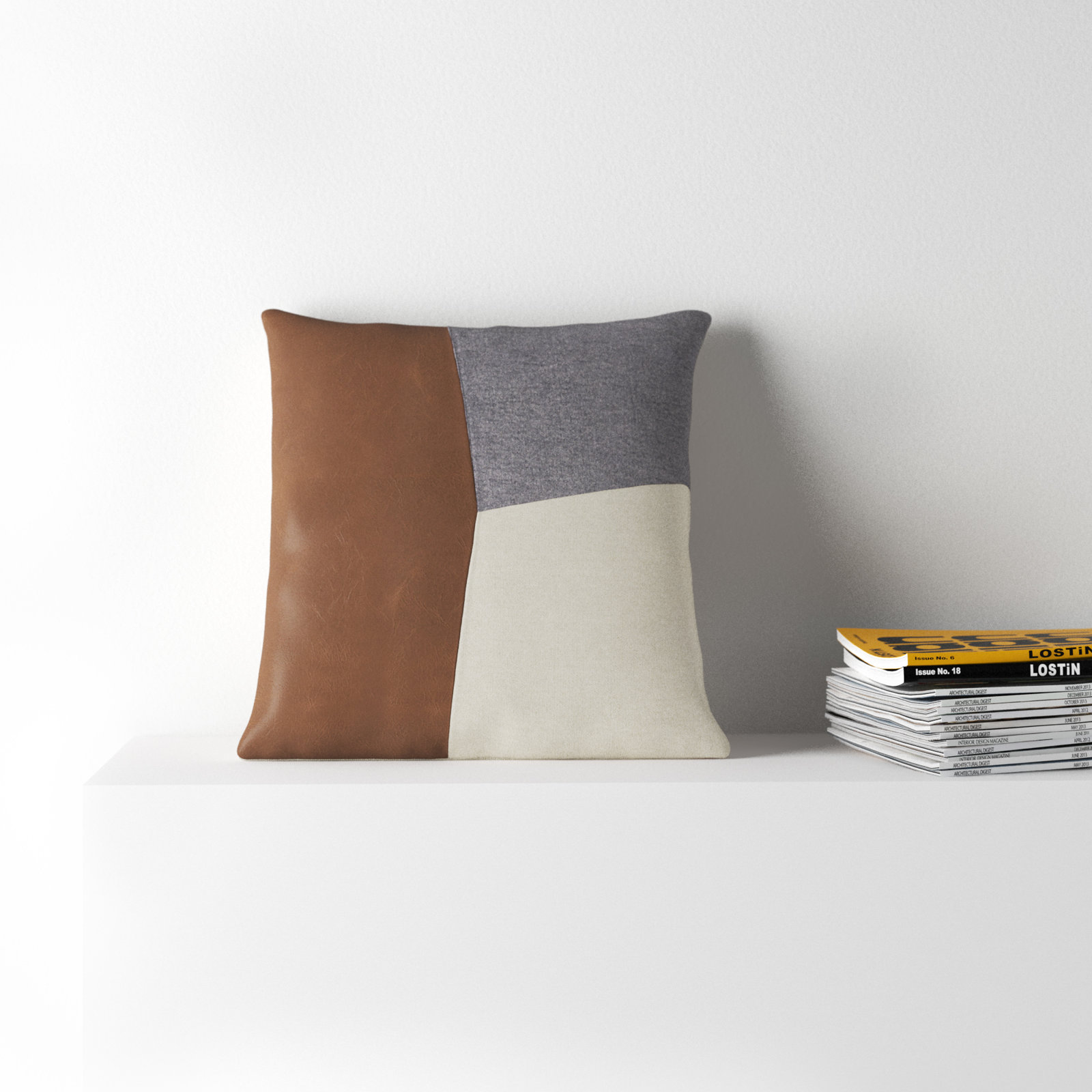 Tawny Patchwork Cotton Throw Pillow, 20" x 20", Polyester/Polyfill
