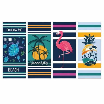 Serviettes de plage en microfibre, paquet de 4, très grandes serviettes légères sans sable à séchage rapide 71 po x 35 po pour camping-car de voyage