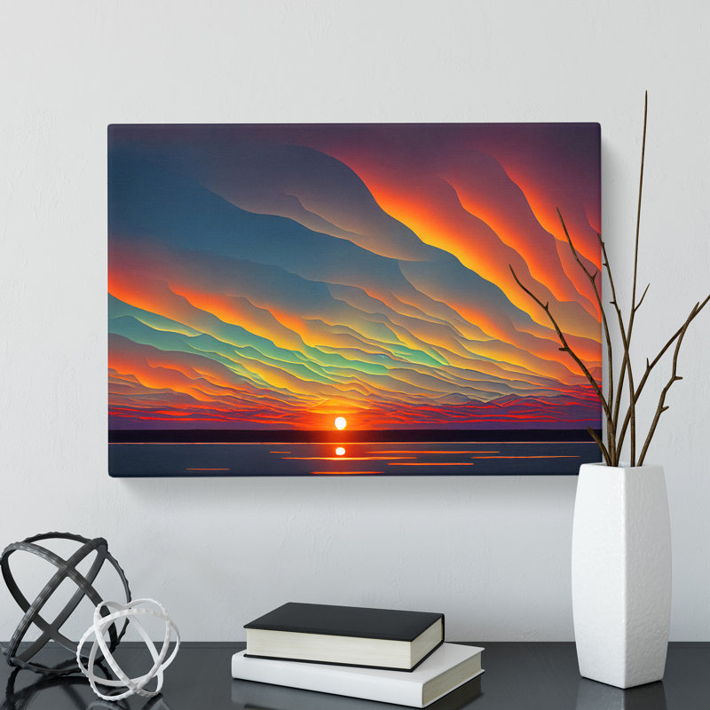 Wondrous Ocean Sunset - Wrapped Canvas, 35cm H x 50cm W