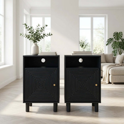 Ensemble de table de chevet moderne avec station de charge intégrée et rangement intelligent