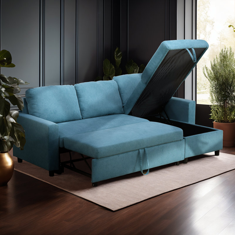 Maitilde Upholstered 83'' Sleeper Sofa, Green Chenille