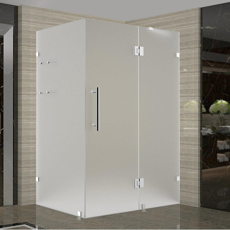 Cabine de douche rectangulaire à charnière 33 po x 72 po Avalux GS, Acier inoxydable brossé