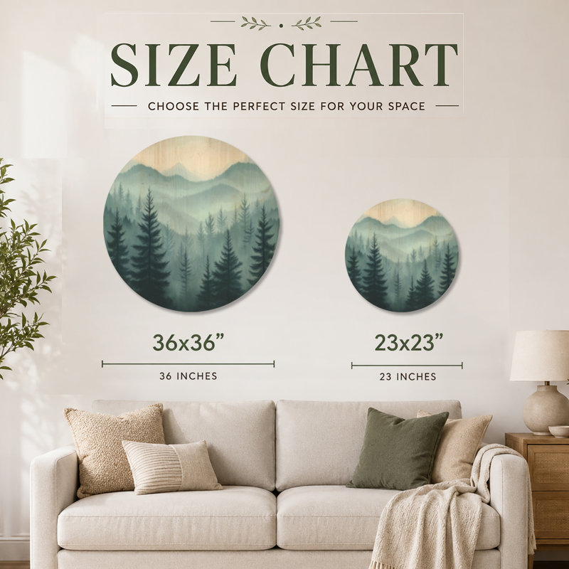 Forêt d'hiver Winter Pinetree I - Décoration murale ronde en bois, 36" Round, Rond
