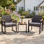 3-Piece PE Wicker Patio Furniture Set Outdoor Bistro Set