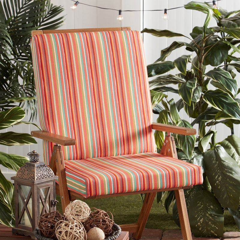 High Back Dining Chair Pad, Watermelon Striped