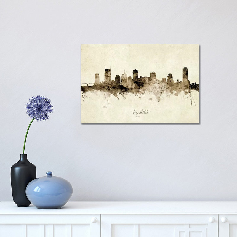 Nashville Tennessee Skyline by Michael Tompsett - Wrapped Canvas Painting, 30.48 cm H x 45.72 cm W