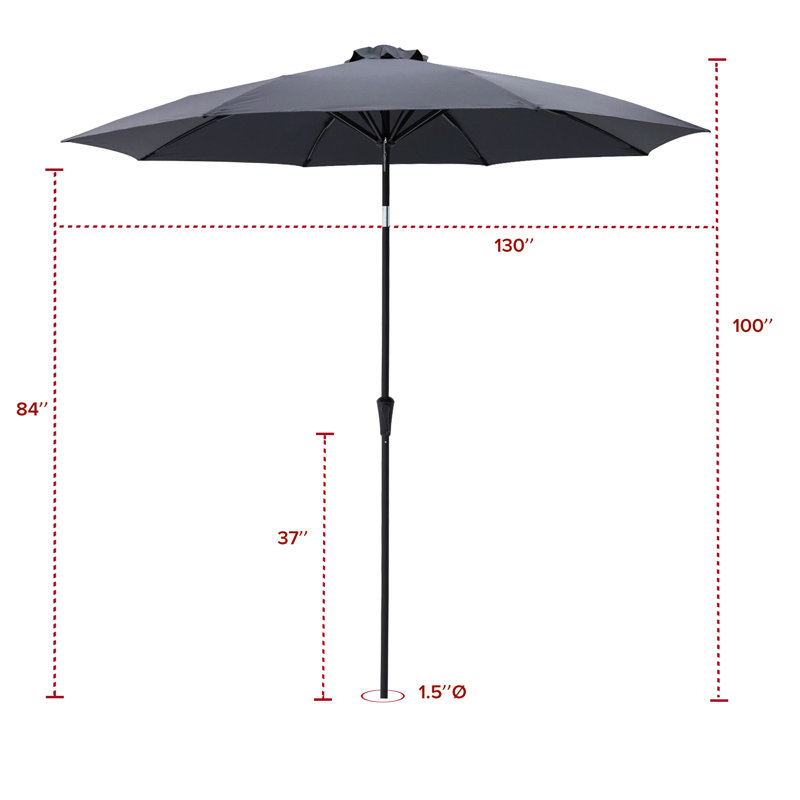 Parasol de marché 120 po Frison, H 100 po x l 130 po x P 130 po, Anthracite
