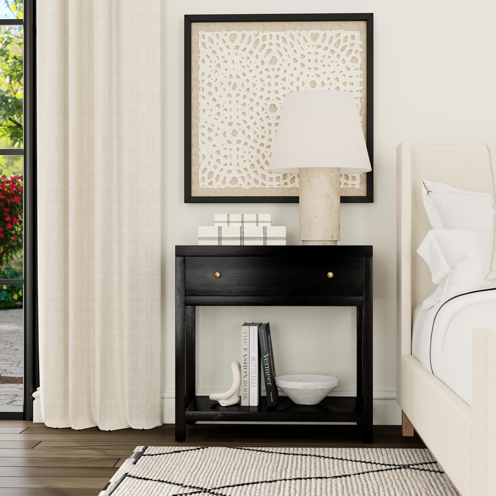 Celine 30" 1-Drawer Acacia Nightstand, Antique Coffee