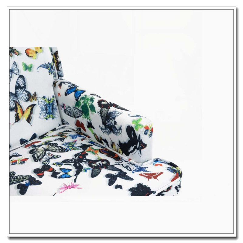 Chaise d'appoint rembourrée, Rayures bleues et blanches