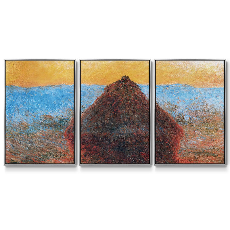 Grainstack, 1891 01 3 pièces, H 40 po x l 78 po x P 2 po, Argenté