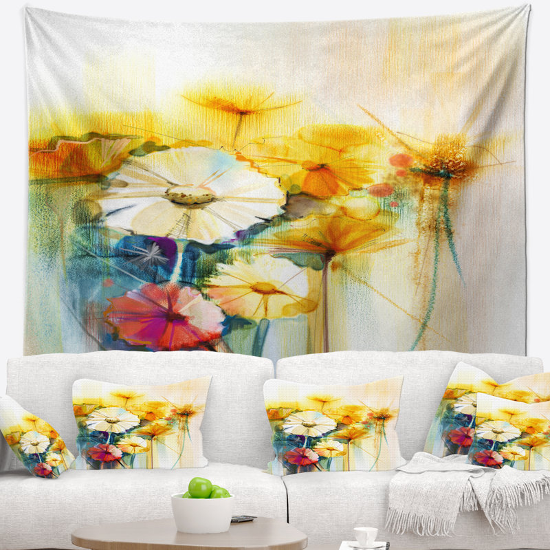 Tapisserie florale, H 50 po x l 60 po