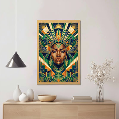 Art déco, femme africaine, reproduction d'art sur toile tendue sur toile, ensemble de 1