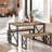 Kitchen Table With 2 Benches For 4, 43.3'' Wood Dining Room Dinette Sets With X Metal Frame For Breakfast Nook And Small Space, Brown
