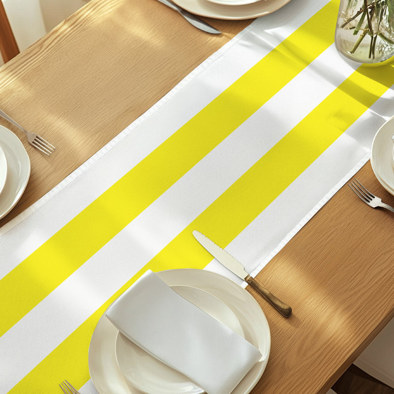 Yellow Striped Table Runner 72" x 12", 72" L x 12" W, Yellow