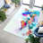 Soft Blue and Gold Floral Pattern Goblen Fabric Rug for a Touch of Elegance in Your Home-220839492