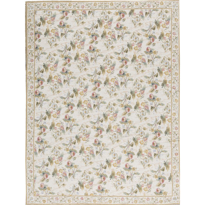 Hand-Knotted High-Quality Ivory Area Rug