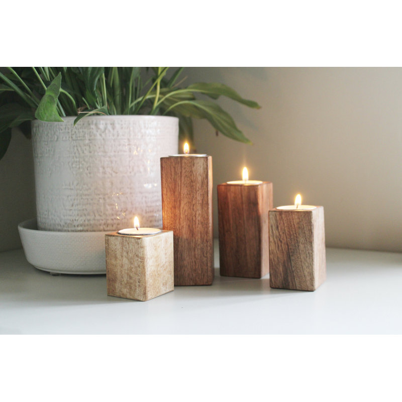 Wood Tabletop Tealight Holder