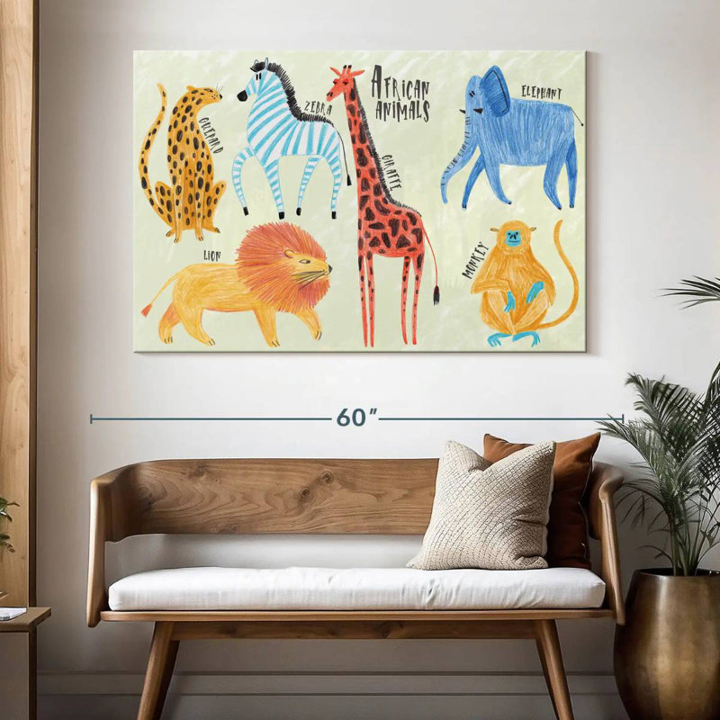 Charte des animaux du safari Brampt, H 34 po x l 51 po