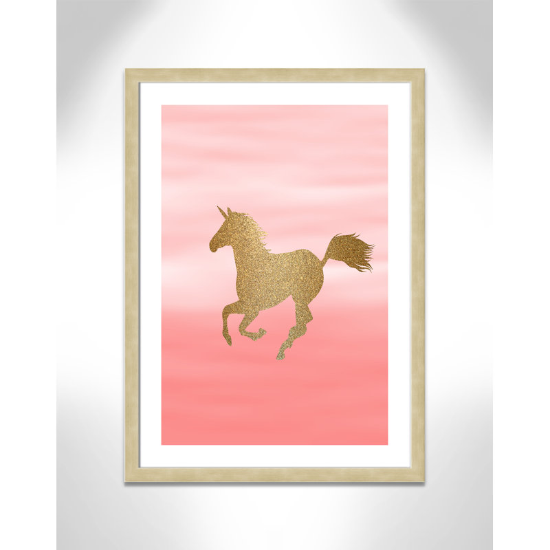 Ombre Pink 3' Wall Decal, 34.5" H x 24.5" W x 0.6" D, Champagne Framed
