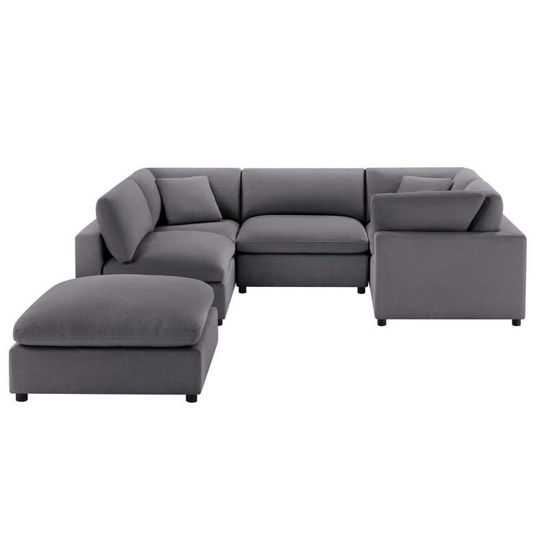 Canapé modulaire 6 pièces Cassandra - Gris anthracite