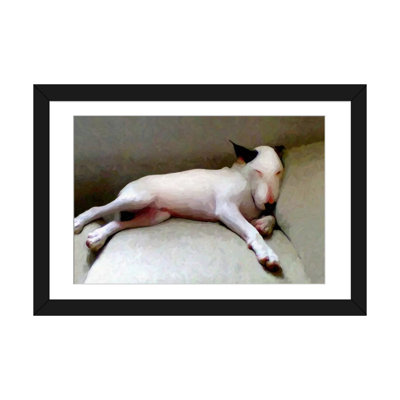 « bull terrier » par michael tompsett, reproduction d’art sur toile