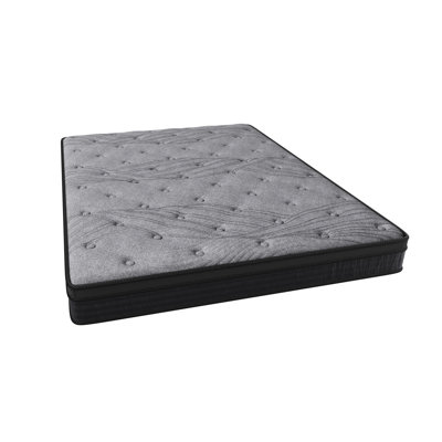 Pleine grandeur, gris, mousse de tissu, matelas de 12 pouces, ressorts ensachés individuellement, confort optimal, repos non perturbé, matelas dans une boîte de sommeil,